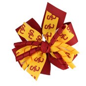 USC Trojans SC Interlock Cardinal and Gold Curls Hair Bow